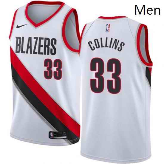 Mens Nike Portland Trail Blazers 33 Zach Collins Authentic White Home NBA Jersey Association Edition